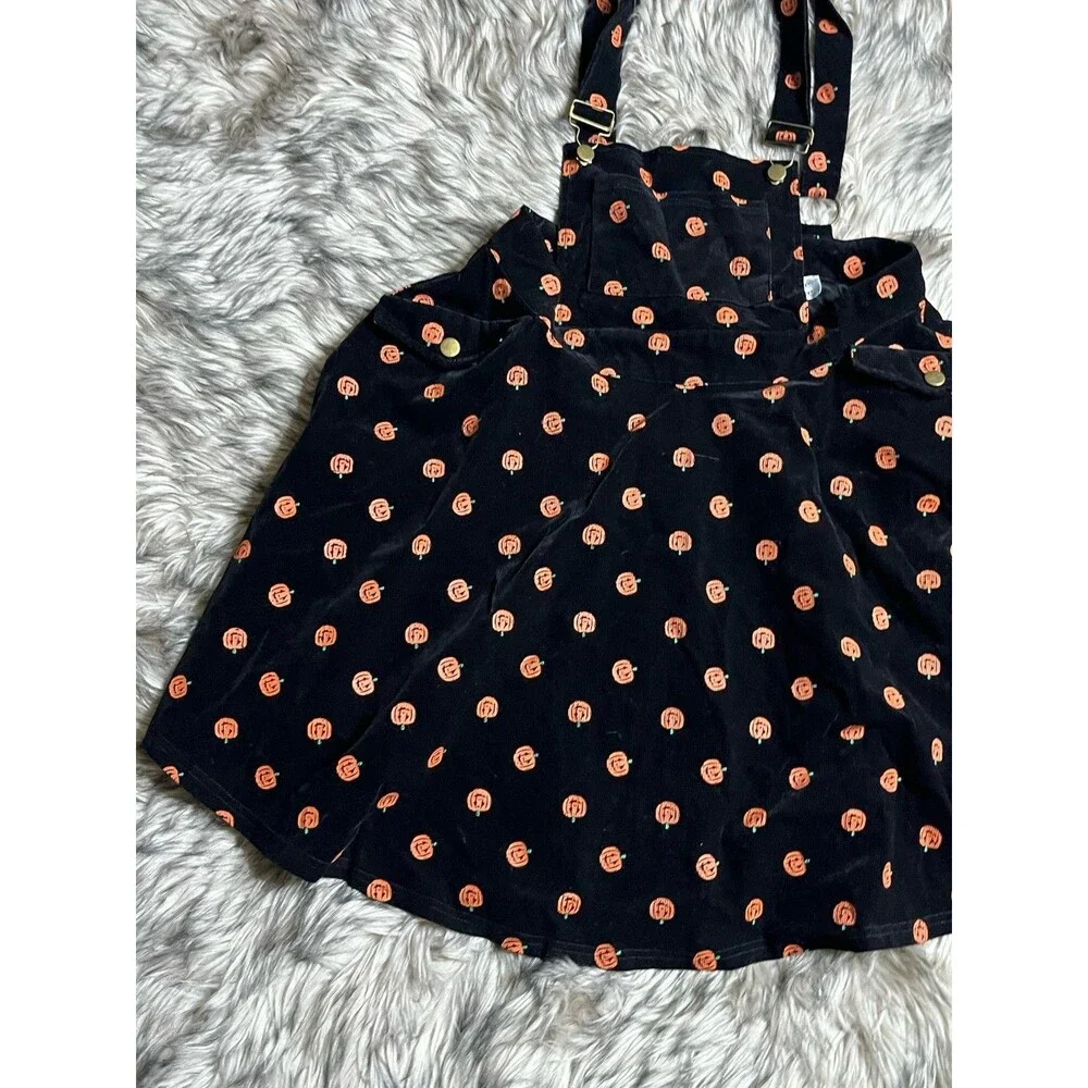 Unique Vintage Pumpkin Overalls Dress Women Sz XL